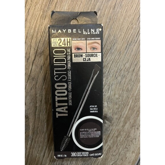 NWT Maybelline TattooStudio Brow Pomade Deep Brown #380 Long Lasting 24H Eyebrow - Picture 3 of 9